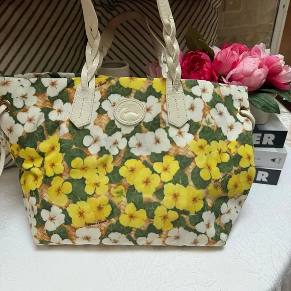 Dooney & Bourke Floral Tote with Yellow and Green Design - Picture 2 of 12